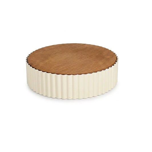 26cm Round Wooden Cake Stand - Cream
