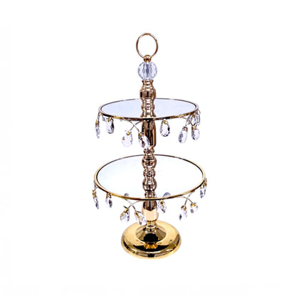 2-Tier Glass Cupcake Stand - Gold