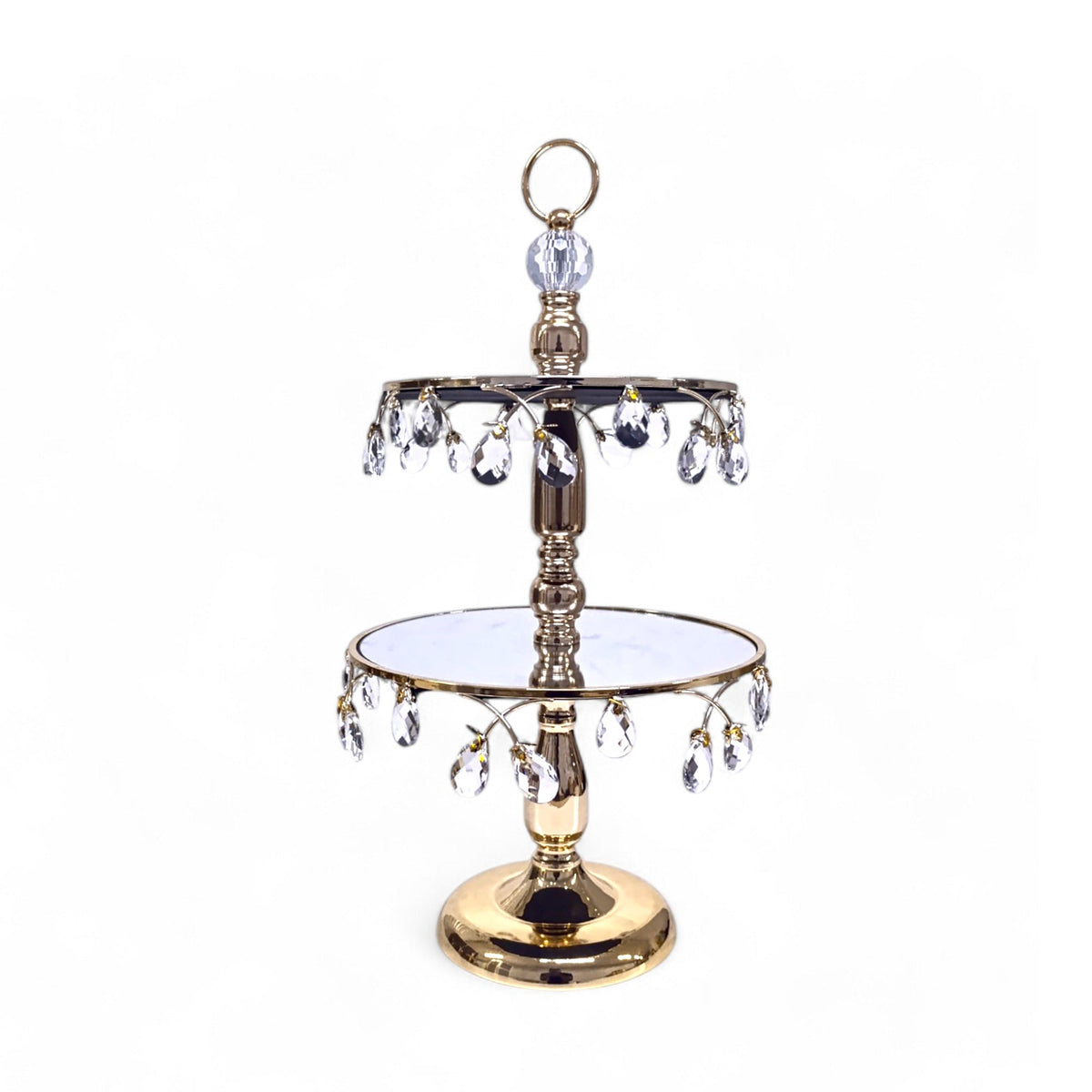 2-Tier Glass Cupcake Stand - Gold