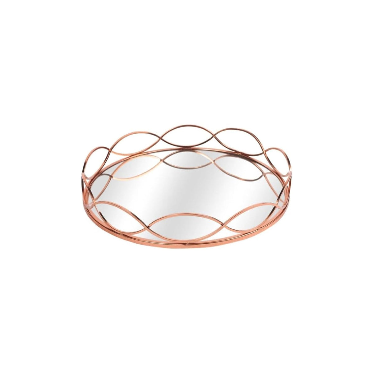 Small Wavy-Edge Mirrored Tray - Copper Finish