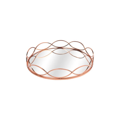 Small Wavy-Edge Mirrored Tray - Copper Finish
