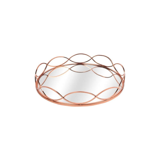 Small Wavy-Edge Mirrored Tray - Copper Finish