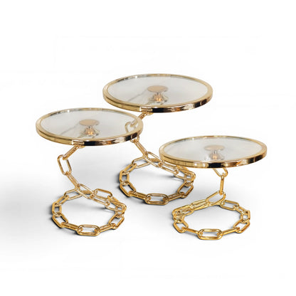 3-Piece Chain-Frame Cake Stand Set - Gold