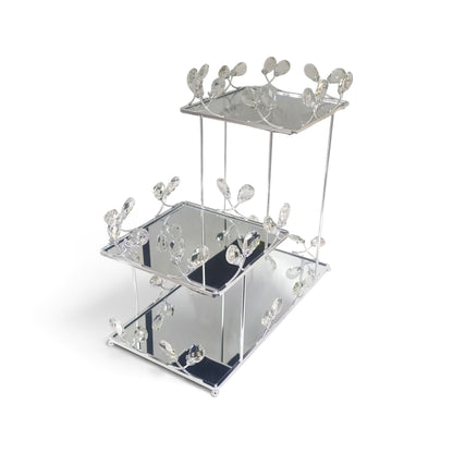 3-Tier Mirrored Dessert Stand - Silver
