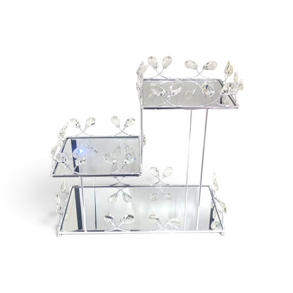 3-Tier Mirrored Dessert Stand - Silver