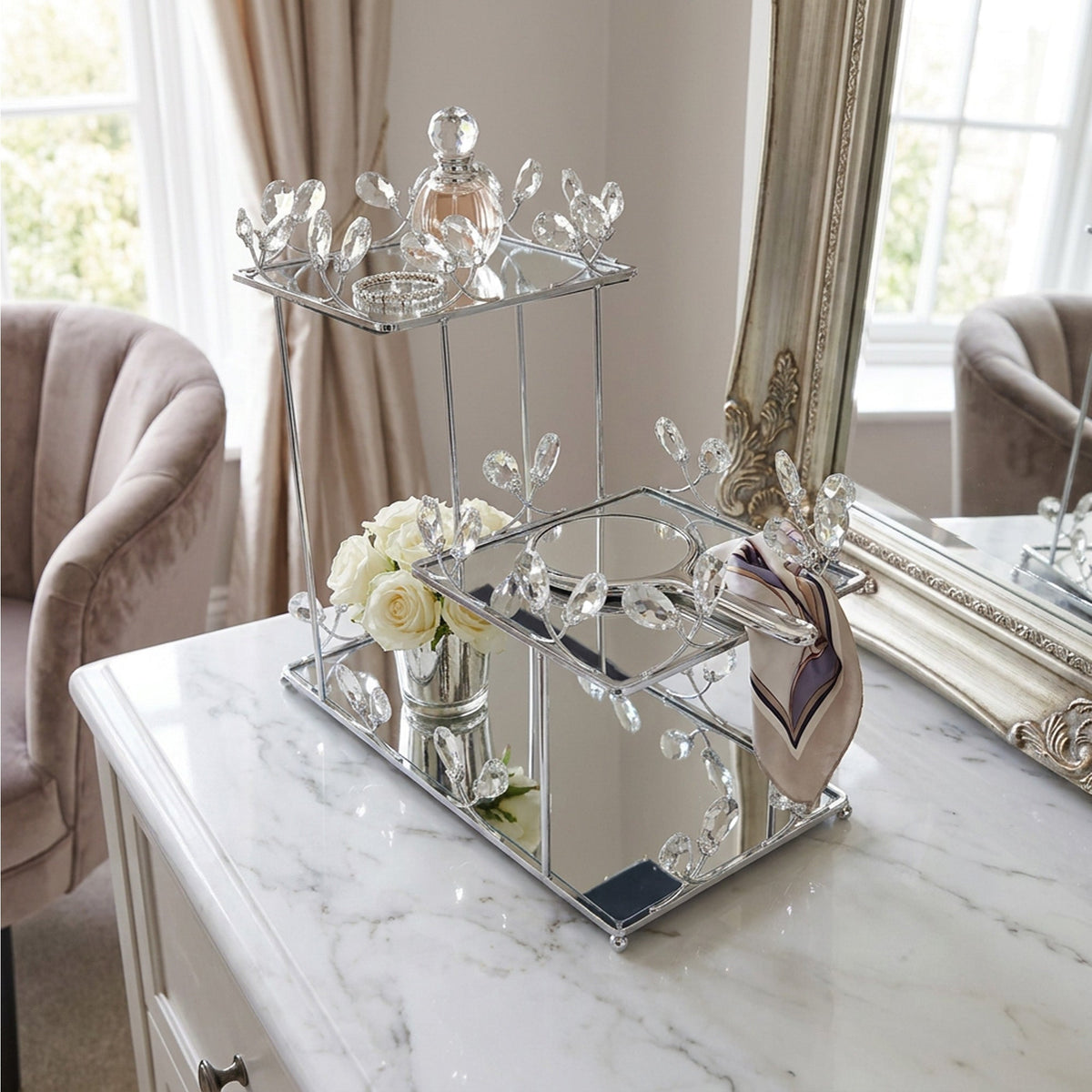 3-Tier Mirrored Dessert Stand - Silver