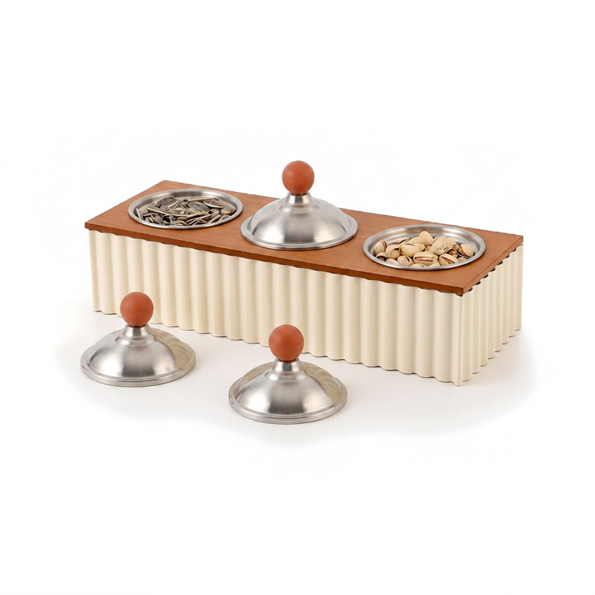 3-Compartment Dessert Serving Tray - Cream