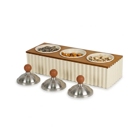 3-Compartment Dessert Serving Tray - Cream