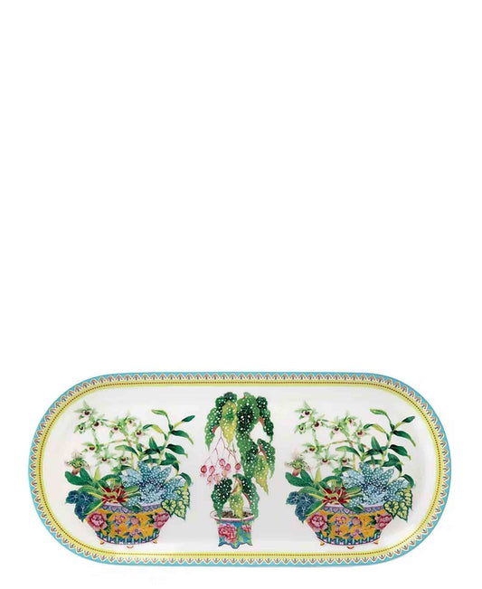 25cm Orchid Pattern Porcelain Serving Platter - White