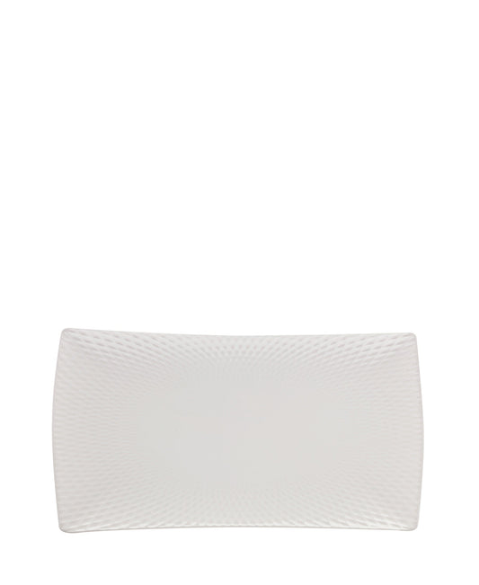 36.5cm Diamond-Pattern Porcelain Platter - White