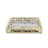 2-Piece Mirrored Serving Tray Set - Gold