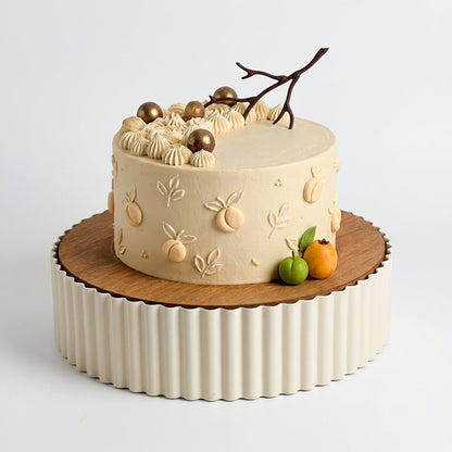 26cm Round Wooden Cake Stand - Cream
