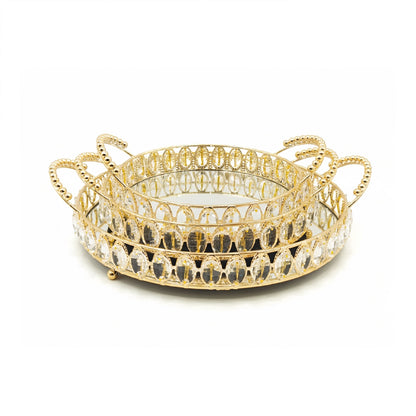 3-Piece Mirrored Serving Tray Set - Gold