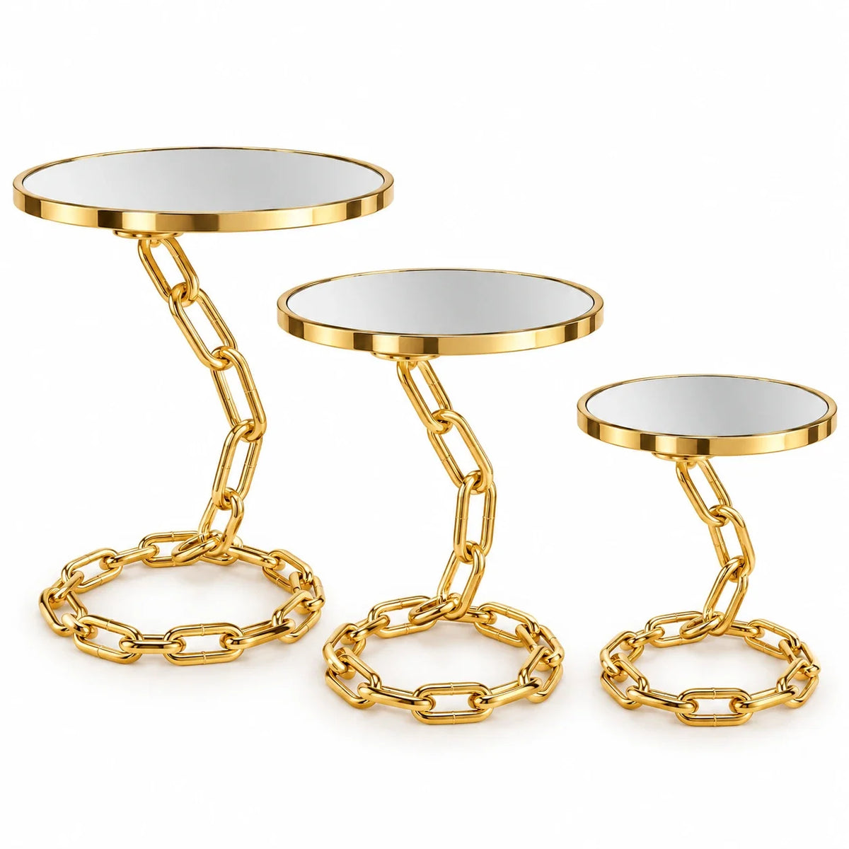 3-Piece Chain-Frame Cake Stand Set - Gold