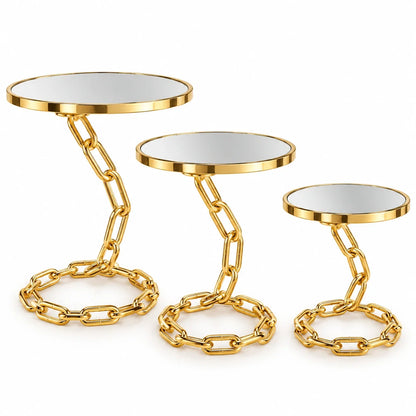 3-Piece Chain-Frame Cake Stand Set - Gold