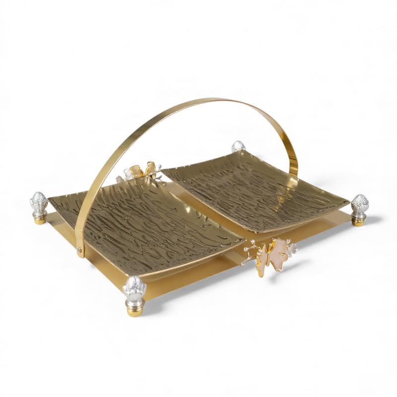2-Piece Metal Serving Tray Set - Gold