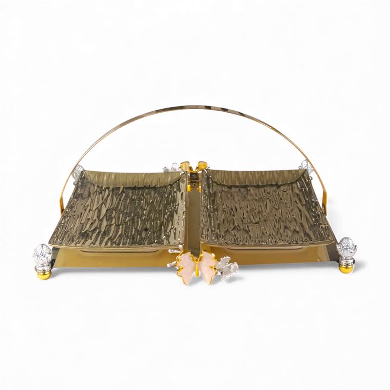 2-Piece Metal Serving Tray Set - Gold