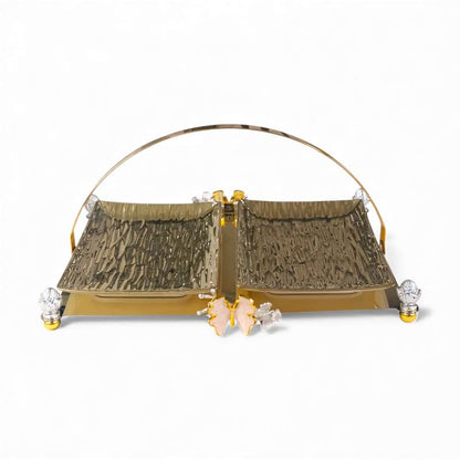 2-Piece Metal Serving Tray Set - Gold