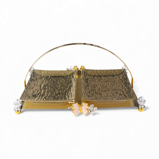 2-Piece Metal Serving Tray Set - Gold