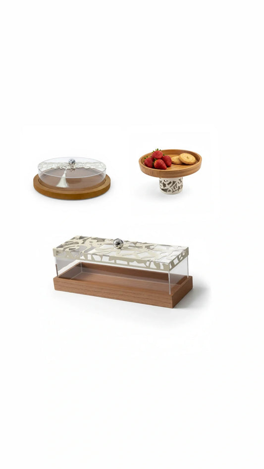 3-Piece Calligraphy Dessert Serving Set